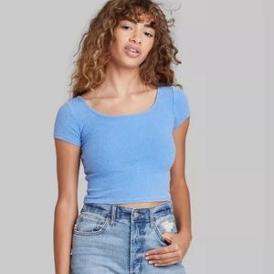 wild fable | Tops | Wild Fable Target Azure Blue Ribbed Scoop Neck Crop Top  Xs Nwot | Poshmark